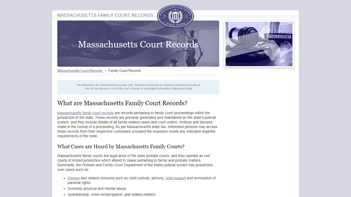 Massachusetts Family Court Records | MassachusettsCourtRecords.us